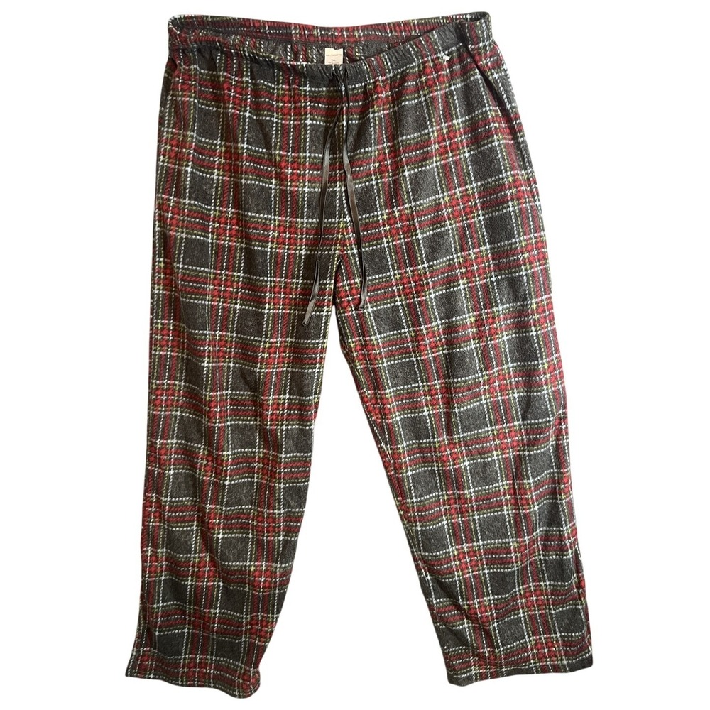 Liz Claiborne Pajama Pants Women's‎ XL Gray Red Plaid Fleece Sleepwear Lounge